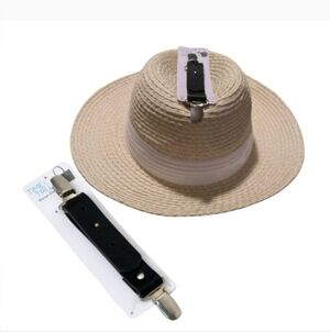 Beige Straw Hat with Black Strap